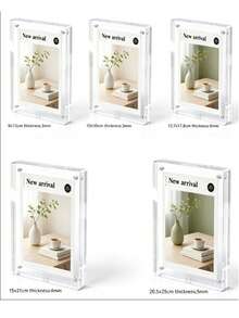 Acrylic Magnetic Refrigerator Photo Frame, Transparent Double-Sided Fridge Magnet Photo Frame, Display Frame, Suitable For Fujifilm, 2.36 X 3.54 Inches - Multiple Styles - View 1