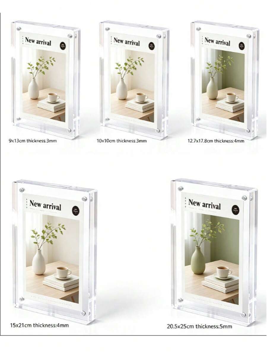 Acrylic Magnetic Refrigerator Photo Frame, Transparent Double-Sided Fridge Magnet Photo Frame, Display Frame, Suitable For Fujifilm, 2.36 X 3.54 Inches - Multiple Styles - View 1