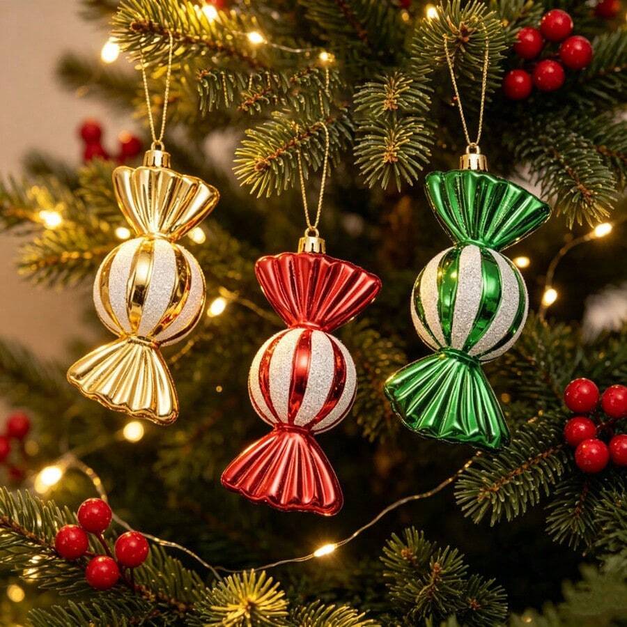 Christmas Candy Ball Decorations, Plastic Hanging Tree Ornaments, Featherless Holiday Decor, Suitable For Windows And Counters, No Assembly Required - Perfect For Home, Office And Commercial Spaces! - Multiple Styles - View 1