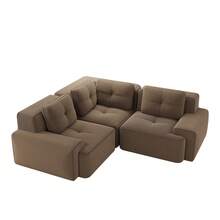 Modular 3 Seat Brown Modular Sofa - Corduroy Fabric For Living Room - Brown 3 Seat - View 6