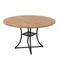 Round Dining Table 100 Cm For 4–6 People, Walnut-Look MDF Tabletop, Stable Black Metal Base With X Design, Integrated Storage Surface, Kitchen Table For Dining Room And Living Room. - 自然色 - 查看 6