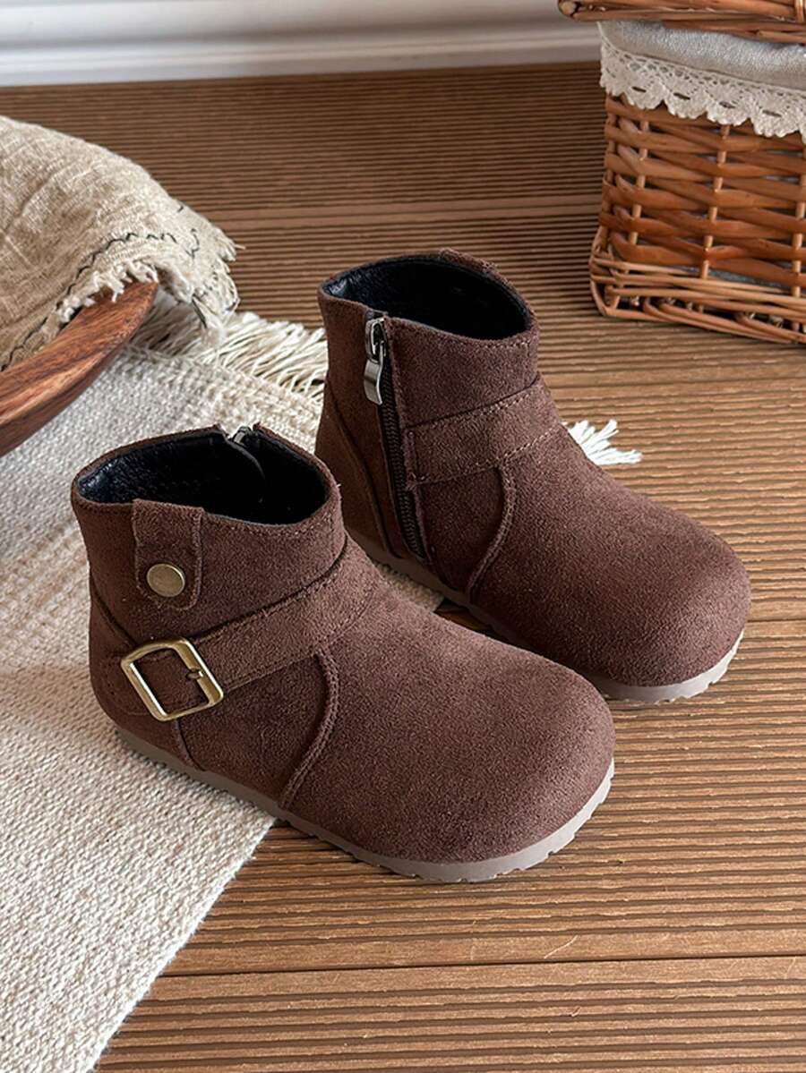 1 Pair 2026 Autumn/Winter New Girls' Ankle Boots, Vintage British Style Children's Leather Boots, Versatile Soft Sole Boots For Toddlers
