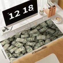 1pc Cool Dollar Mouse Pad Long Non-Slip Many Banknotes Desk Pad Office Gameing Table Mat Back To School, Creative Mousepad For Office Gaming Working - View 3