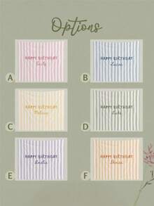 Customizable Name Striped Happy Birthday Backdrop, Personalized Bohemian Style Birthday Wall Decor, Indoor/Outdoor Use, Birthday Party Cake Smash Background Decoration Photography Banner, Polyester Material - D - View 2