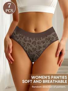 MEIYATING 7件組女款低腰豹紋無縫內褲，高彈性舒適貼身 - 彩色 - 查看 3