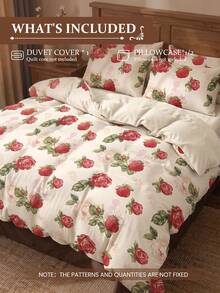 2/3 Piece Set Vintage Floral Print Duvet Cover Bedding Set, Comfortable And Breathable, Lightweight And Anti-Pilling, Machine Washable, Room Decor, Bedroom Decor, Dorm Bedding, Suitable For All Seasons, Fits Twin/Full/Queen/King/California King Beds, Autumn Home Decor, No Filling Included - Multicolor - View 3