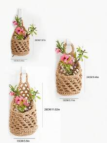 Indoor Hanging Plant Basket, Handmade Wall Hanging Basket, Home, Kitchen, Bathroom, Office Decor Storage Organizer, Coastal Style, Minimalist Hanging Decor, Garden, Home Decor, Suitable For Plants Under 4 Inches - Multicolor - View 8