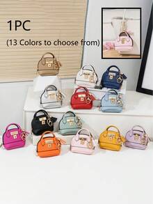 CHARM INFINITE Dompet Koin Mini Bentuk Kubah Warna Macaron dengan Gantungan Kunci dan Hiasan Rumbai, Kulit Bertekstur Leci, Tas Penyimpanan Earphone & Lipstik Portabel, Gantungan Kunci, Cocok untuk Anak Perempuan - MultiWarna - View 2