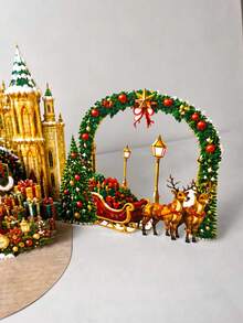 2pcs /3D Pop‑Up Santa Claus Castle Greeting Card, 3D Christmas Greeting Card That Comes With Matching Envelope, Christmas Season's Greeting Card, Christmas Surprise Gift Card, Christmas Gift And Festive Decorative Greeting Card - Set - View 6