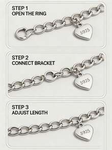 1/5/10/20pcs S925 Sterling Silver Bracelet Necklace Extension Chain, With Connector And Round Heart Shape, For Jewelry Making, Bracelet Necklace Connector Repair - Heart Tail Chain Style - View 8