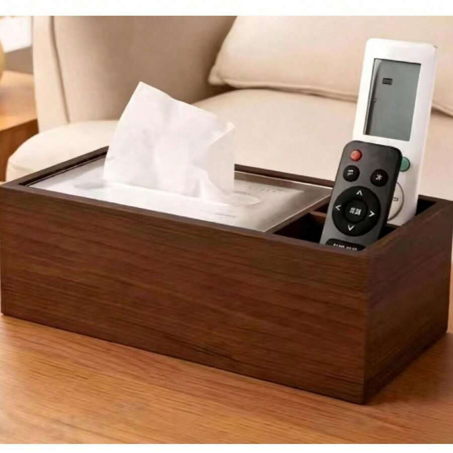 High-Quality Vintage Style Wooden Tissue Box, Suitable For Living Room, Hotel And Commercial Spaces, With Desktop Storage Function - Multicolor - View 1