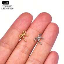 SENLANSP 1pc High Quality G23 Titanium Alloy Bow Internal Threaded Cartilage Helix Lobe Ear Stud/Lip Stud/Nose Stud - Suitable For Women's Fashion Piercing Jewelry - Perfect For Date Party Holiday Gift - 1pc - View 4