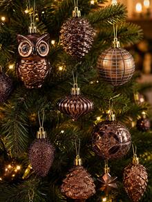 72 Buah Ornamen Pohon Natal Anti Pecah dengan Cincin Gantung, Cocok untuk Pesta Liburan, Karangan Bunga, dan Dekorasi Rumah (Coklat) Dekorasi Natal Hadiah Natal Rumah Dekorasi Natal - perunggu - View 5