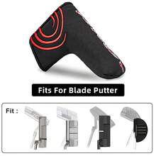 1 Buah Sarung Kepala Putter Golf Blade, Sarung Pelindung Putter Hitam dengan Bordir Lengkung Merah, Lapisan Dalam Lembut, Aksesori Golf - MultiWarna - View 5