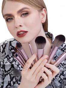 SEPROFE Professional Makeup Brush Set 12Pcs With Makeup Bag, Ultra‑Soft Microfiber Bristles For Flawless Natural 3D Makeup, Face Brushes For Powder, Contour, Foundation & Eye Brushes For Eyeshadow, Concealer, Eyebrow, Daily Makeup Tools - Brown - View 4