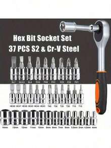 High-End Professional 46-Piece Tool Set, 1/4" 3/8" 1/2" Drive Deep And Standard Sockets, Ratchet Wrench Set, S2 And CR-V Sockets, Quick Ratchet Wrench For Car Parts Repair And Other Automotive Repair Parts, Professional Racing Grade Repair Tool Set - Upgraded Version - View 4