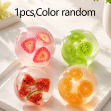 1pc Fruit Jelly Squishy Ball, Stress Relief Squeeze Fingertip Toy, Contains Realistic Fruit Slice Transparent Squishy, Desktop Decor, Study Break Stress Relief, Gift For Students And Office Workers, High Elasticity TPR Jelly Texture Anxiety Relief Sensory Toy - Multicolor - View 8