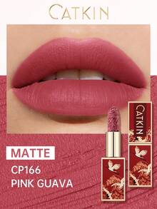 CATKIN Rouge Matte Engraved唇膏，防水持久缎面柔滑，CP166石榴粉色 - CP166 - 查看 2