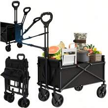 Foldable Track And Field Equipment Transport Trolley | Large Capacity Camping Wagon | Foldable Multifunctional Outdoor Trolley | 300kg Load Capacity, Large Capacity Adjustable, For Track & Field/Camping - Black - View 2