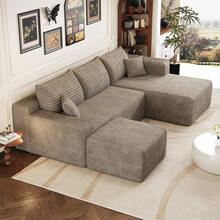 Camel 4 Seat Sofa - Modern L Shape Fabric Sofa For Living Room - 駱駝色 4 人座 - 查看 6