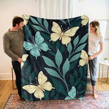 Soft Butterfly Leaf Fleece Throw Luxury Tapestry Style Decorative Throw – Lightweight Travel Essential - Multicolor - View 2