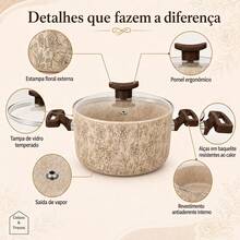Caçarola Antiaderente Floral Coisas & Trecos 20, 22 ou 24 cm Tampa de Vidro - Visão 5