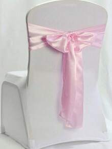 10pcs Pink Satin Chair Back Bow Ribbon, Suitable For Banquet, Hallway, Party, Bridal Shower, Restaurant, Birthday Party, Event, Dinner, Hotel Decoration And Other Occasions Wedding Chair Back Decoration (Bow Needs To Be Tied Manually) - Pink - View 8