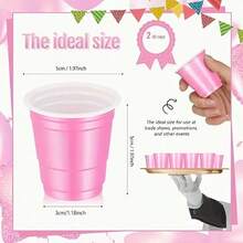 10/20pcs Bullet Cups, 2oz Mini Party Cups, Reusable Small Cups For Party Games, Suitable For Liquor, Cocktails, Wine, Condiments, Snacks, Juice. Perfect For Any Party! - Pink - View 2