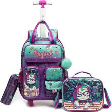 Cute Girls' Rolling Backpack With Crossbody Bag And Pencil Case, Back To School Student Supplies - 189 Rolling Backpack - View 10