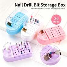 30-Slot Nail Drill Bit Storage Box With Cleaning Brush, Transparent Lid Nail Bit Display Stand, Portable Nail And Foot Care Tool Storage Box, Suitable For Nail Salon And Home Use - Multicolor - View 9