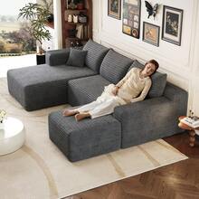 Sofa Grey Made Of Fabric For Living Room And Lounge - 深灰色四座 - 查看 3