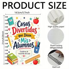 1PC A5 Spanish Cosas Divertidas Que Dicen Mis Alumnos Spiral Notebook, 50 Pages/25 Sheets, Classroom Memory Journal For Student Quotes, Funny Teaching Moments And Teacher Keepsake Gifts - A5 - View 3