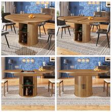 Extendable Dining Table Brown Made Of Wood For Dining Room And Kitchen - 胡桃木 - 查看 2