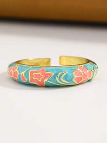 6pcs/1pc Elegant Vintage Colorful Oil Drop Pattern Enamel Ring Set, Personalized Fashion Fairy Style Women's Open Ring Jewelry Set, Suitable For Daily Wear, Party, Vacation, Casual, Date, Holiday, Gift For Friends, Family, Couples - Multicolor - View 8