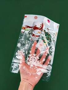 100pcs New Christmas Gift Tote Bags, 100/50/1pc Self-Standing Bags With Festive Snowflake And Tree Pattern Design, Perfect For Parties, New Year Celebrations, Holiday Party Favors, Kitchen Storage, Party Giveaways And Christmas Use - Multicolor - View 3