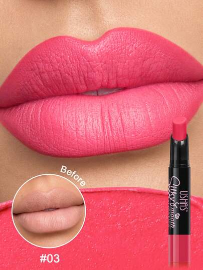 Rouge à lèvres USHAS soyeux et lisse, brillant à lèvres mat crémeux riche en pigments, longue tenue sans décoloration, imperméable et résistant aux taches, couleur de lèvres confortable et non desséchante, convient pour un usage quotidien, les fêtes et les rendez-vous
