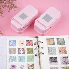 2pcs/Set (1pc Serrated Edge Square Punch + 1pc Solid Square Punch) Layered Serrated Edge Square Paper Punch, Suitable For Scrapbooking And Collage, Stamp Style Nested Craft Punch, With Precise Alignment Hollow Design, Suitable For Card Making - Pink - Set Of 2 - View 8