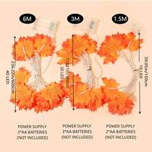 Home Maple Leaf Garland With Lights, Maple Leaf String Lights, Battery Powered (Batteries Not Included), Thanksgiving Halloween Autumn Decoration, Indoor And Outdoor Use - Warm White - View 4