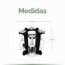 Adega de Vinhos Preta com Suporte para 4 Taças Elegância Praticidade Bancada Mesa Mdf Bar - Preto - Visão 7