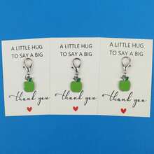 5pcs/10pcs Green Apple Enamel Lobster Clasp Keychain, "A Little Hug To Say A Big Thank You" Paper Card, Fresh Fruit Pocket Hug Gratitude Gift - Multicolor - View 6