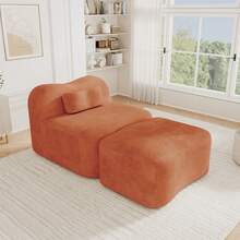 Sofa Orange Made Of Velvet For Living Room And Lounge - 橘色 1 人座 - 查看 2