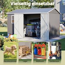 Storage Shed Grey Made Of Metal For Garden And Outdoor - Grey - View 4