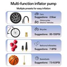 Alat Jump Starter Mobil dengan Kompresor Udara, Booster Aki Darurat Portabel 4-in-1 & Pompa Ban, Layar Digital, Power Bank, Lampu Senter LED untuk Mobil, SUV & Sepeda Motor, 14.8V 2500mAh - Wireless - View 9