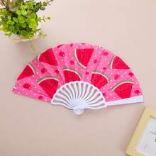 1pc Foldable Handheld Fan, Fruit Series Handheld Folding Fan, With Multiple Fruit Pattern Designs, Each Fan Face Color, Pattern And Position Slightly Different, Randomly Sent - Multicolor - View 5