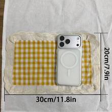 1pc/6pcs/30pcs Korean Pastoral Style Gentle Yellow Plaid Lace Edged Placemats, Multipurpose Table Decor Coasters - Multicolor - View 13