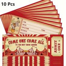 10/30入馬戲團主題填空邀請卡,復古馬戲團派對生日派對邀請函,卡通圖案,通用場合,適合朋友、家人 - A - 查看 8
