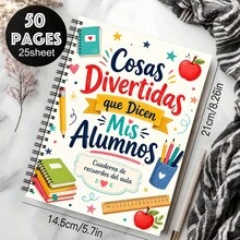 1PC A5 Spanish Cosas Divertidas Que Dicen Mis Alumnos Spiral Notebook, 50 Pages/25 Sheets, Classroom Memory Journal For Student Quotes, Funny Teaching Moments And Teacher Keepsake Gifts - A5 - View 8