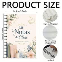1PC A5 Spanish Mis Notas De Clase Floral Spiral Notebook, 50 Pages/25 Sheets, Teacher Journal For Lesson Planning, Classroom Notes, Teaching Organization And Daily School Office Use - A5 - View 10