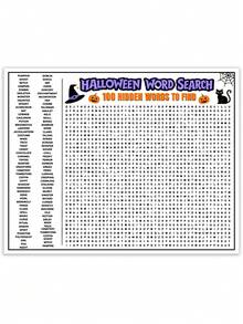 Extra Large Halloween Word Search Game Poster - Halloween Word Search, Party Word Search, Extra Large Interactive Puzzle, Featuring Bat, Spider Web, Ghost Cat Patterns, Easy And Fun Halloween Party Activity Game, Interesting Family Activity, Simple And Fun Party Game - Multicolor - View 5