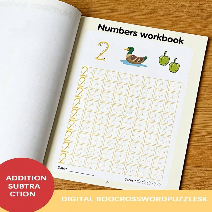 1pc Preschool Education Number Practice Workbook, Interactive Learning Activity Book, 0-100 Number Introduction Educational Book - Multicolor - View 1